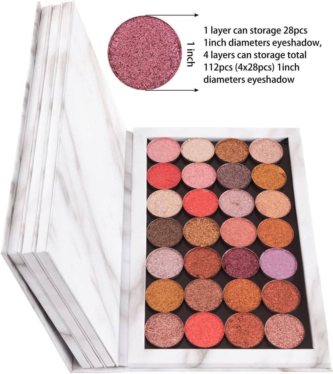 Makeup palette 4-laags - marmerlook - magnetisch - verzamel je favoriete make-up - ShopVlot