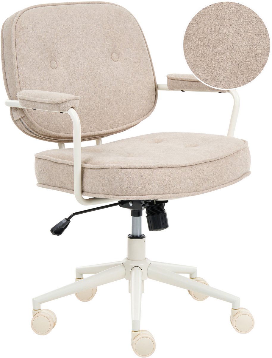 PARAMUS - Bureaustoel - Lichtbeige - Bouclé