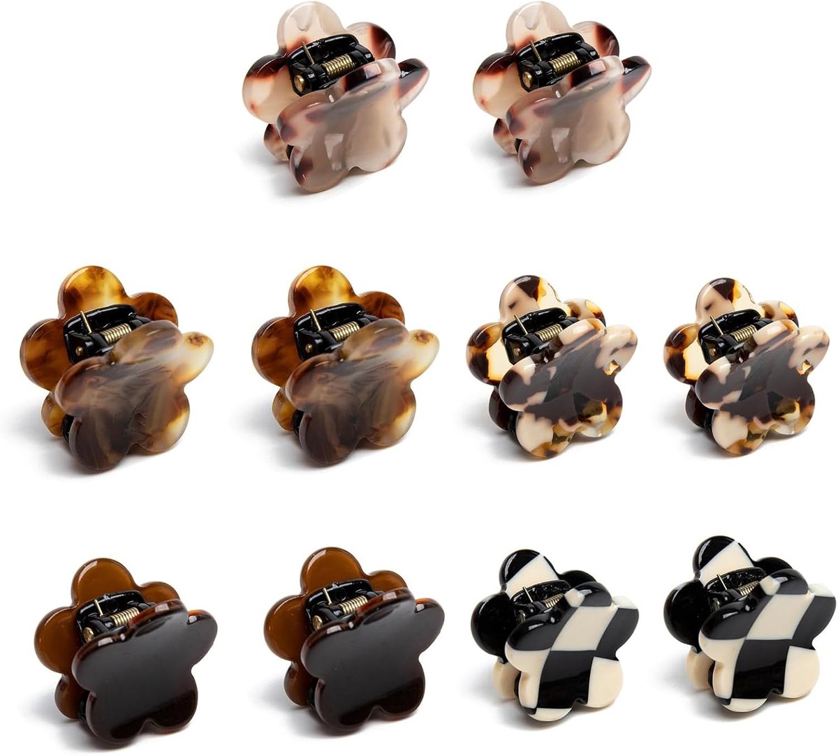 Mini Haar Clips 10 Stuks - Kleine Acryl Bloemen - Sterke Grip - Geschikt voor Fijn en Dik Haar - ShopVlot
