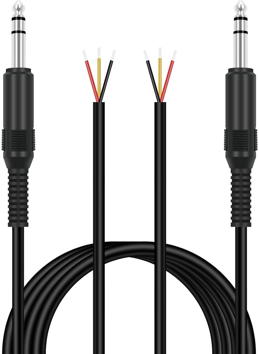 Audio kabel 2 x 2 m - 3,5 mm TRS jack - open kabel eind - ideaal voor reparatie - ShopVlot