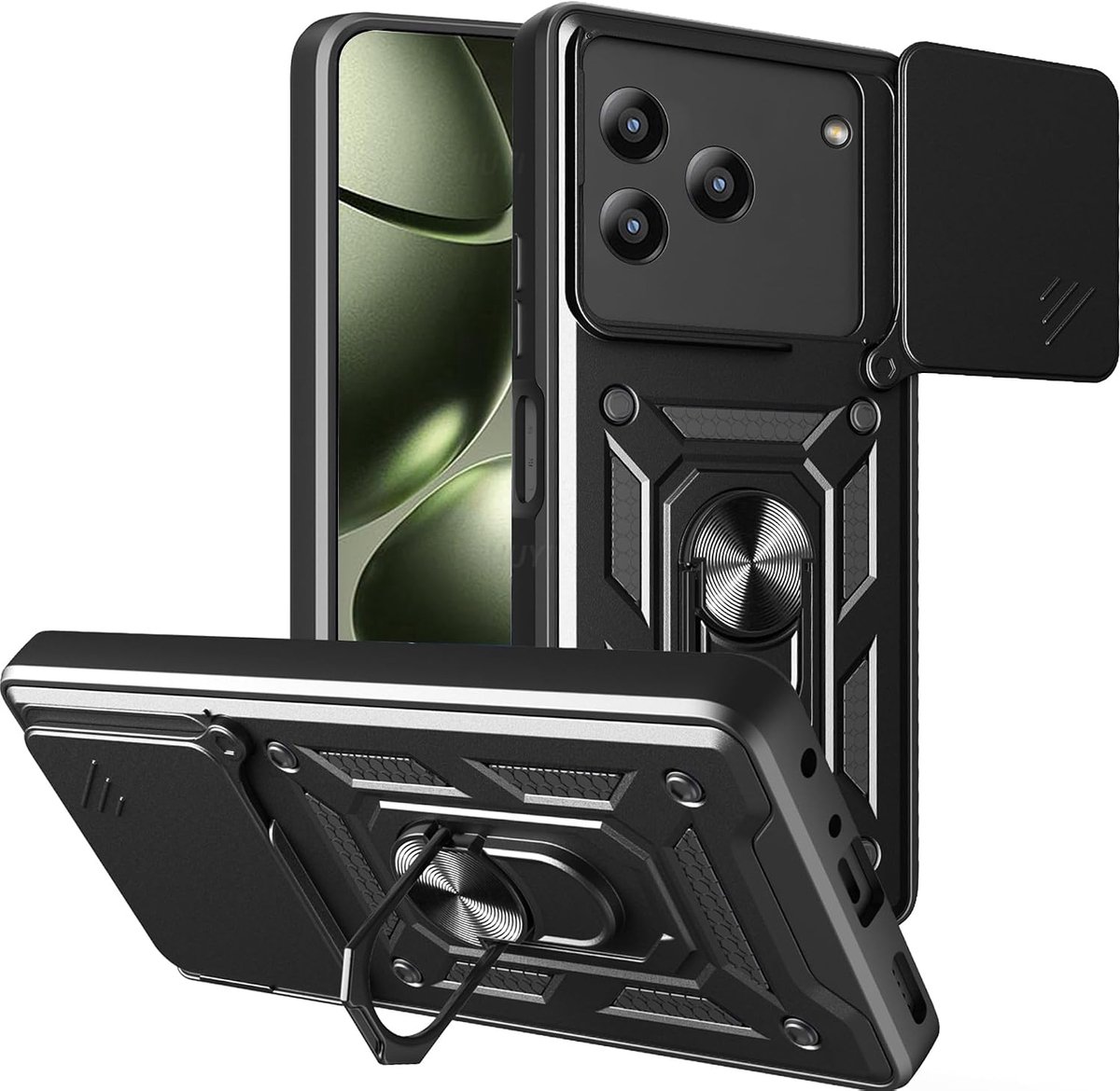 Case voor ZTE Blade A76/Blade A36 - schuifbare cameradeksel - militair schokbestendig - ShopVlot