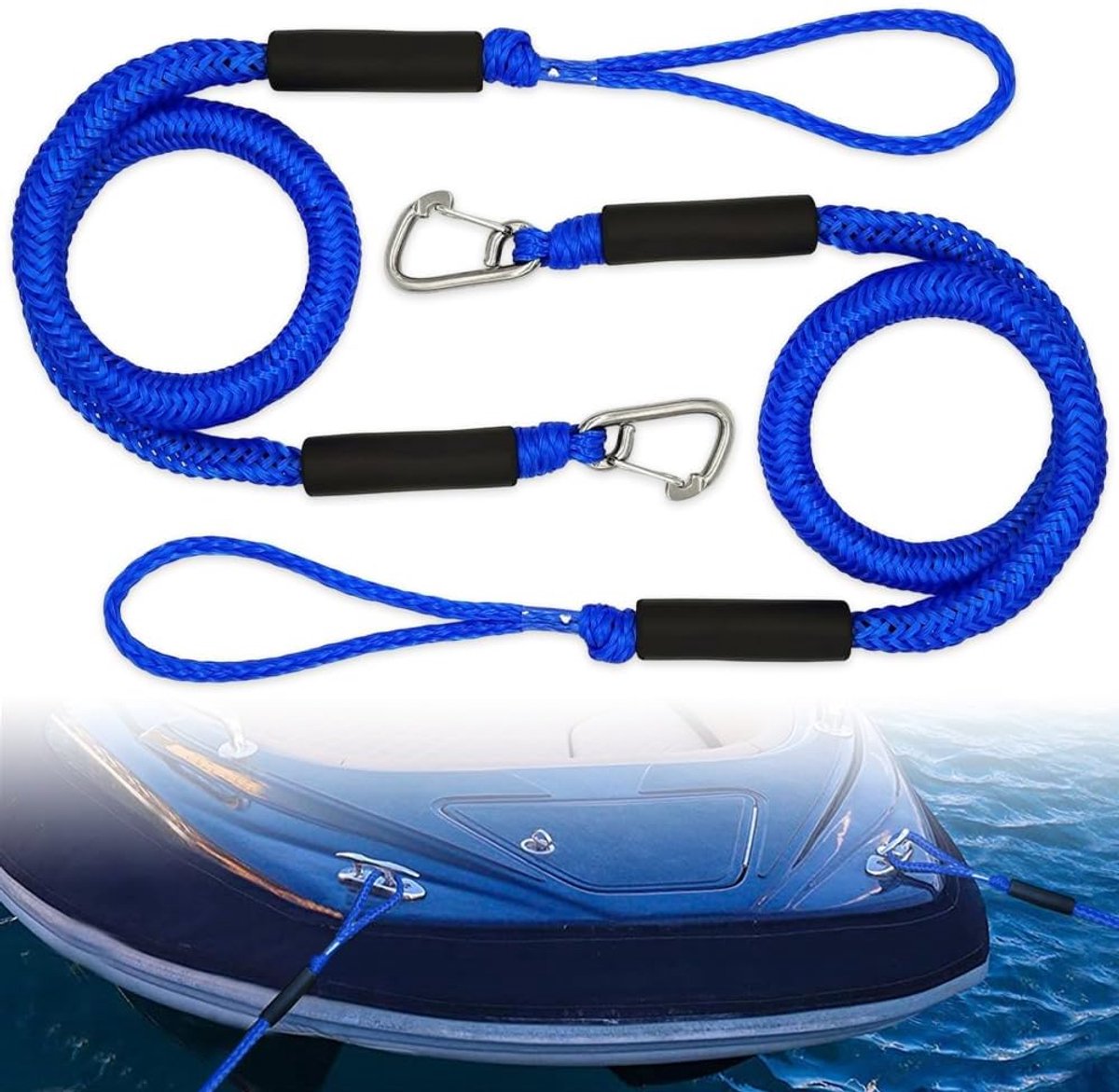 Bungee Docklijn 2pcs - Elastische Bootkabels - Blauwe Bungee Touwen - Ideaal voor Boot en Kayak - ShopVlot