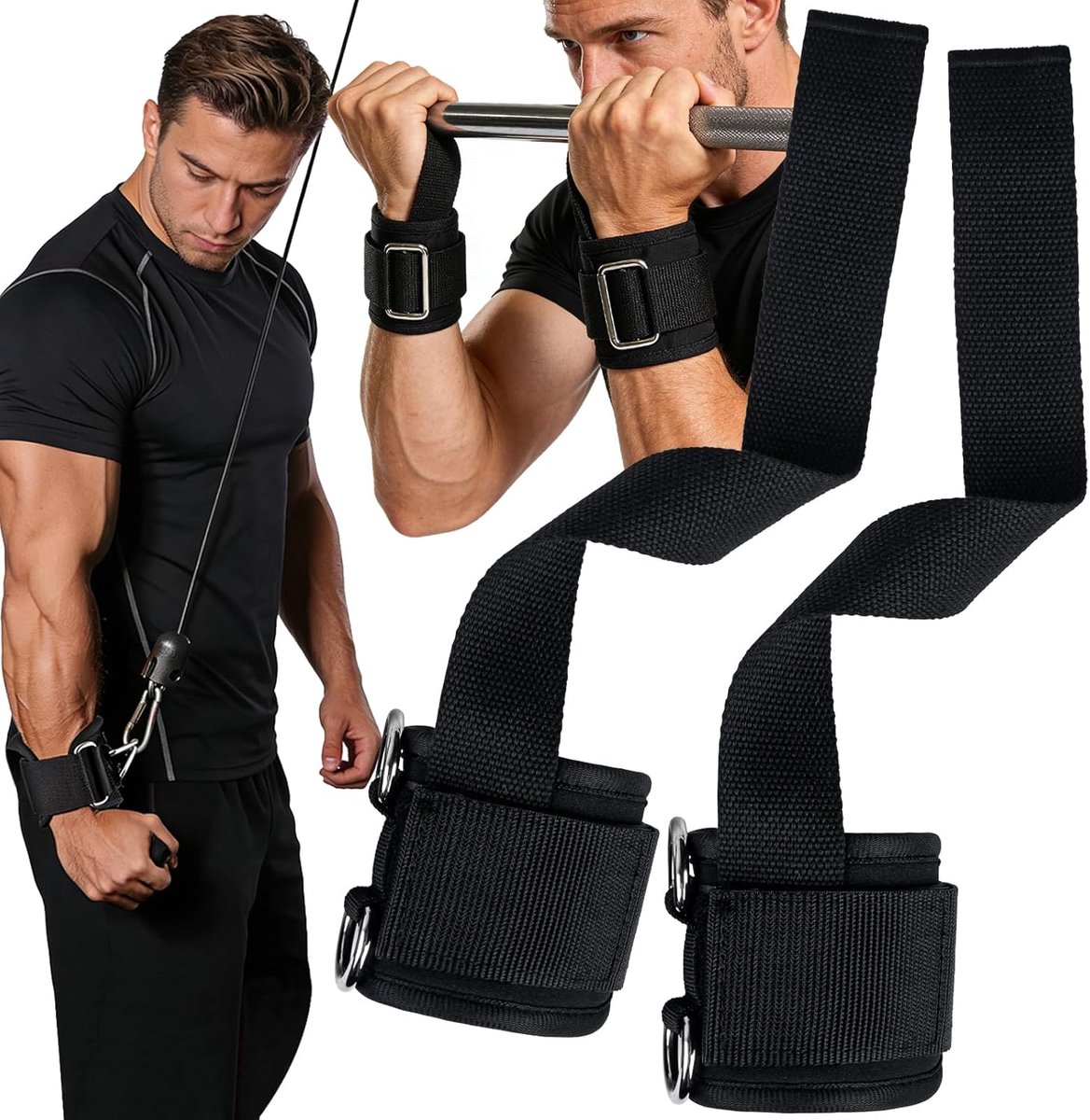 Wristbandages voor gewichtheffen - 2-in-1 ontwerp - D-ringen - optimale grip voor pull-ups - ShopVlot