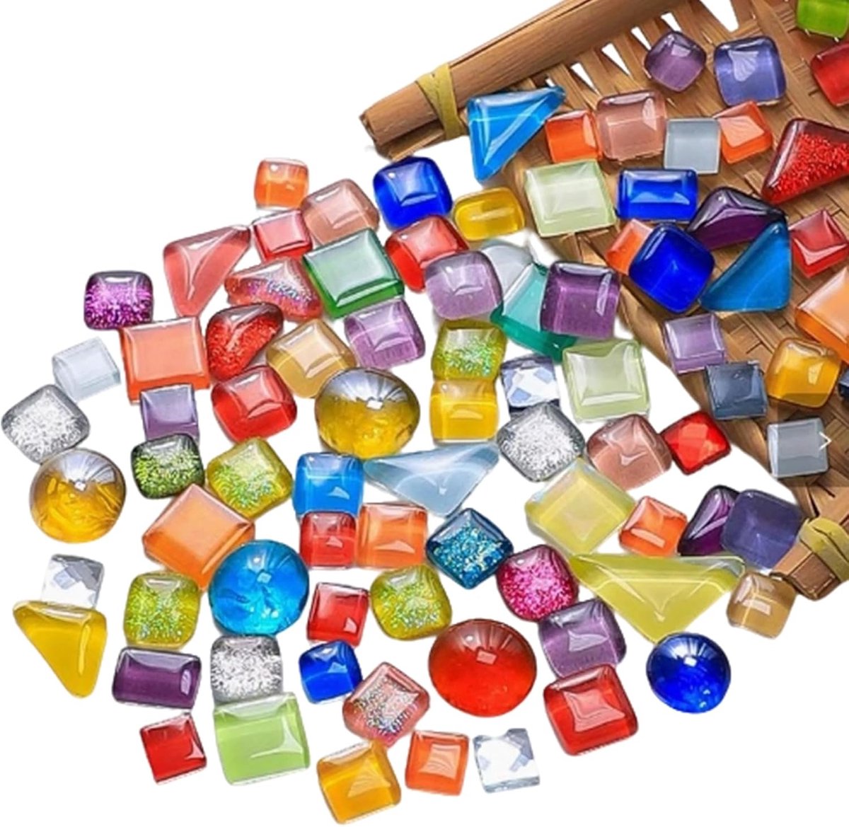 Mosaic stenen 250g - kleurrijke glazen mozaïektegels - verschillende vormen - perfect voor creatieve projecten - ShopVlot