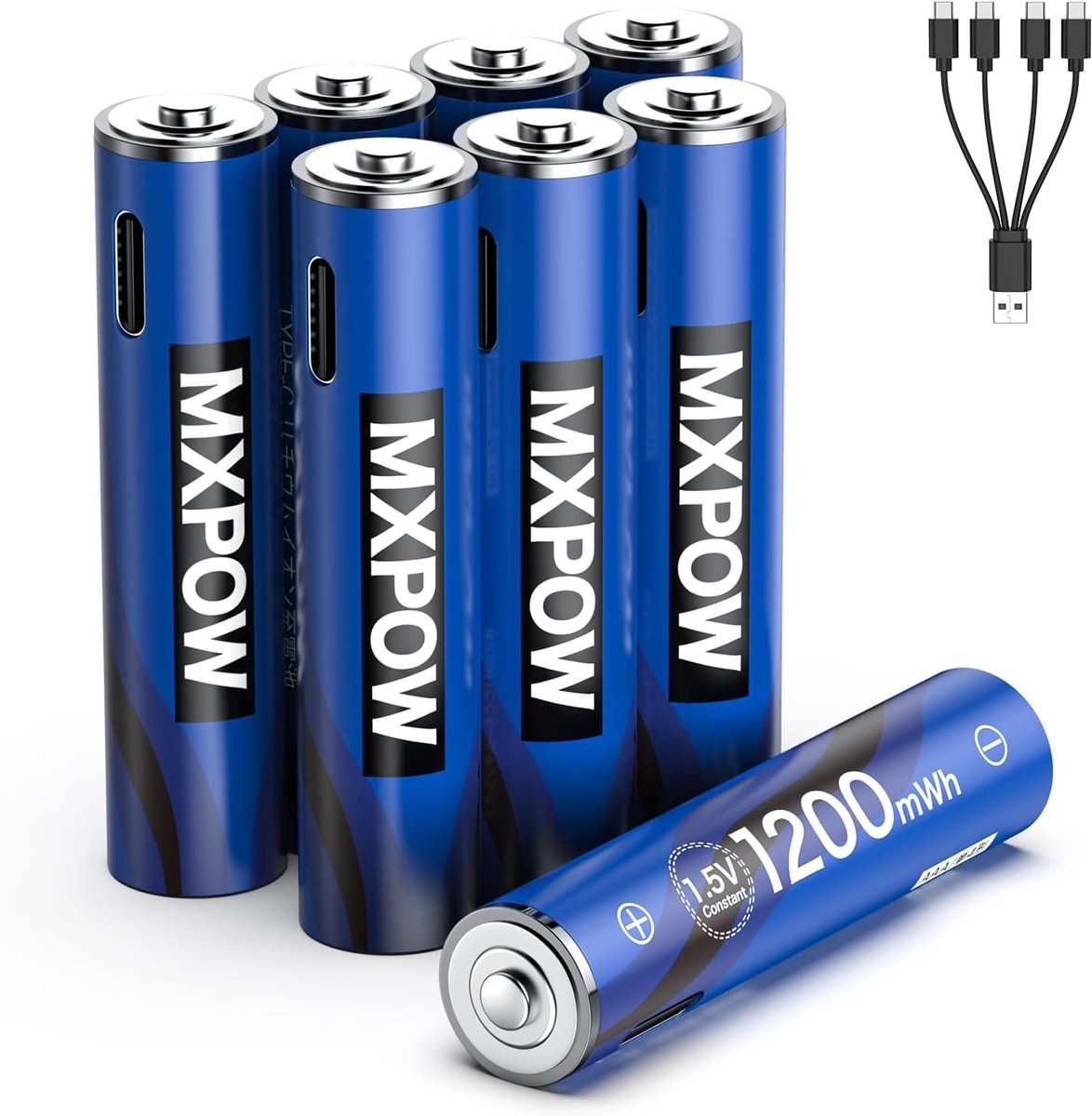 AAA oplaadbare batterij 1200mWh - USB-C lithium - 1500+ oplaadcycli - ideaal voor apparaten - ShopVlot