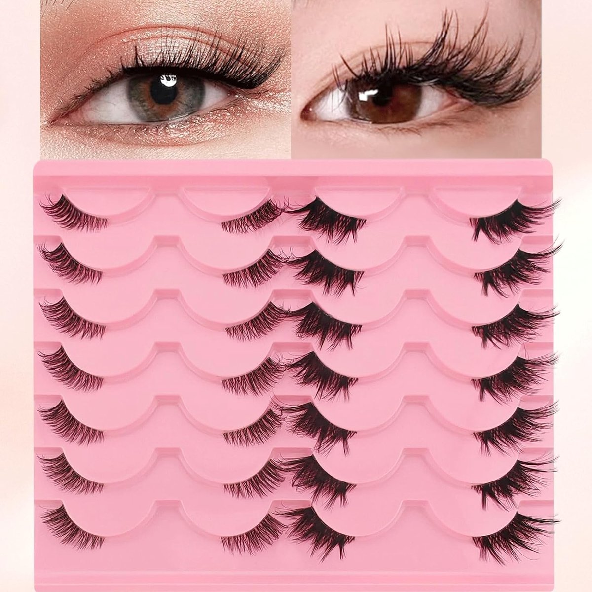 Valse Wimpers 14 Pairs - 12 mm - 2 Stijlen - Natuurlijke Look - Perfect voor Iedere Gelegenheid - ShopVlot