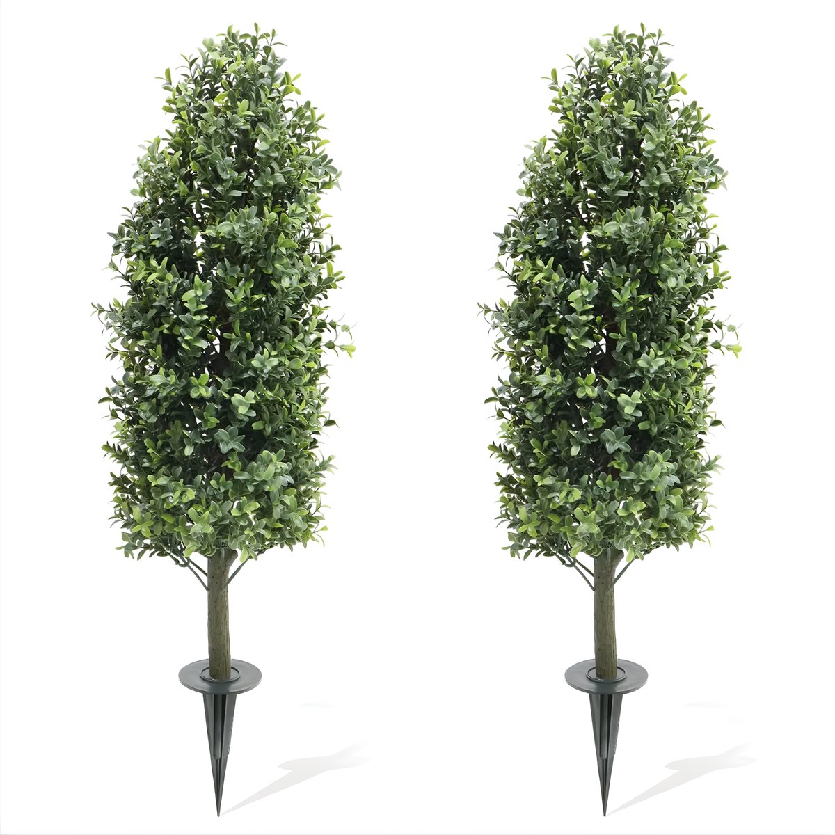 Kunstmatige Buxus Topiary Struiken Set 2 Stuks 90 cm - Kunstplant - Met Grondspike - Voor Tuin & Veranda - Groen