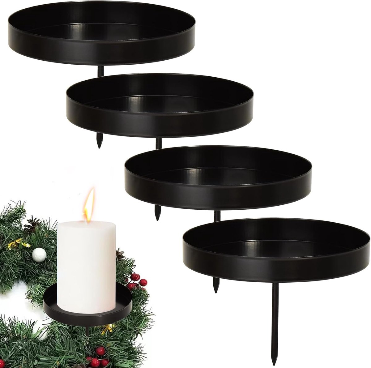 Candle holder set van 4 - Advent kaarsenstandaards - Elegante decoratie - Perfect voor sfeervolle avonden - ShopVlot