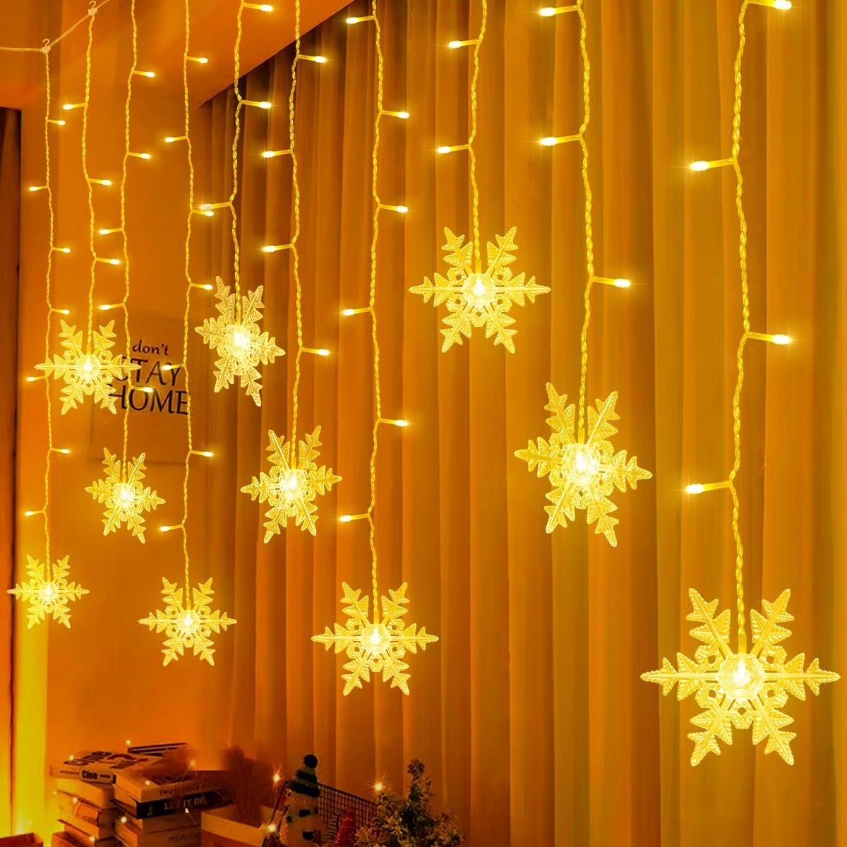 Lichtslinger sneeuwvlokken 3.6 m - warm wit - 94 LED's - decoratie voor binnen en buiten - ShopVlot