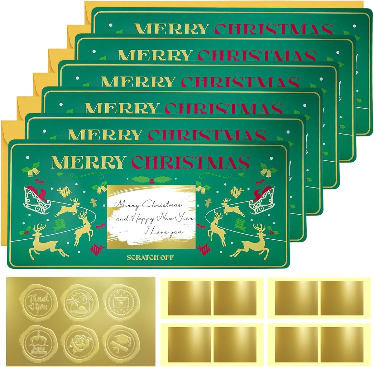 Kerstkaart kerstelfen - set van 6 - unieke scratch kaarten - verrassing bij het krassen - ShopVlot