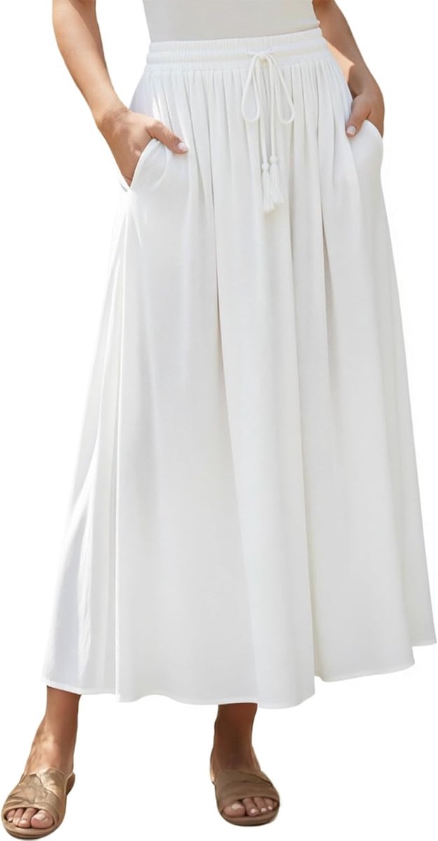 Zomerrok midi - boho stijl - met zakken - comfortabele hoge taille - ShopVlot