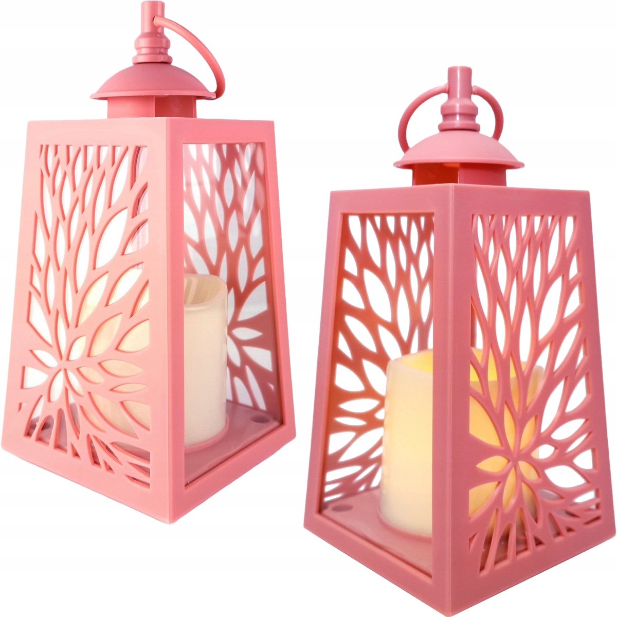 Roze LED Lampion met Kaars - Decoratief & Veilig