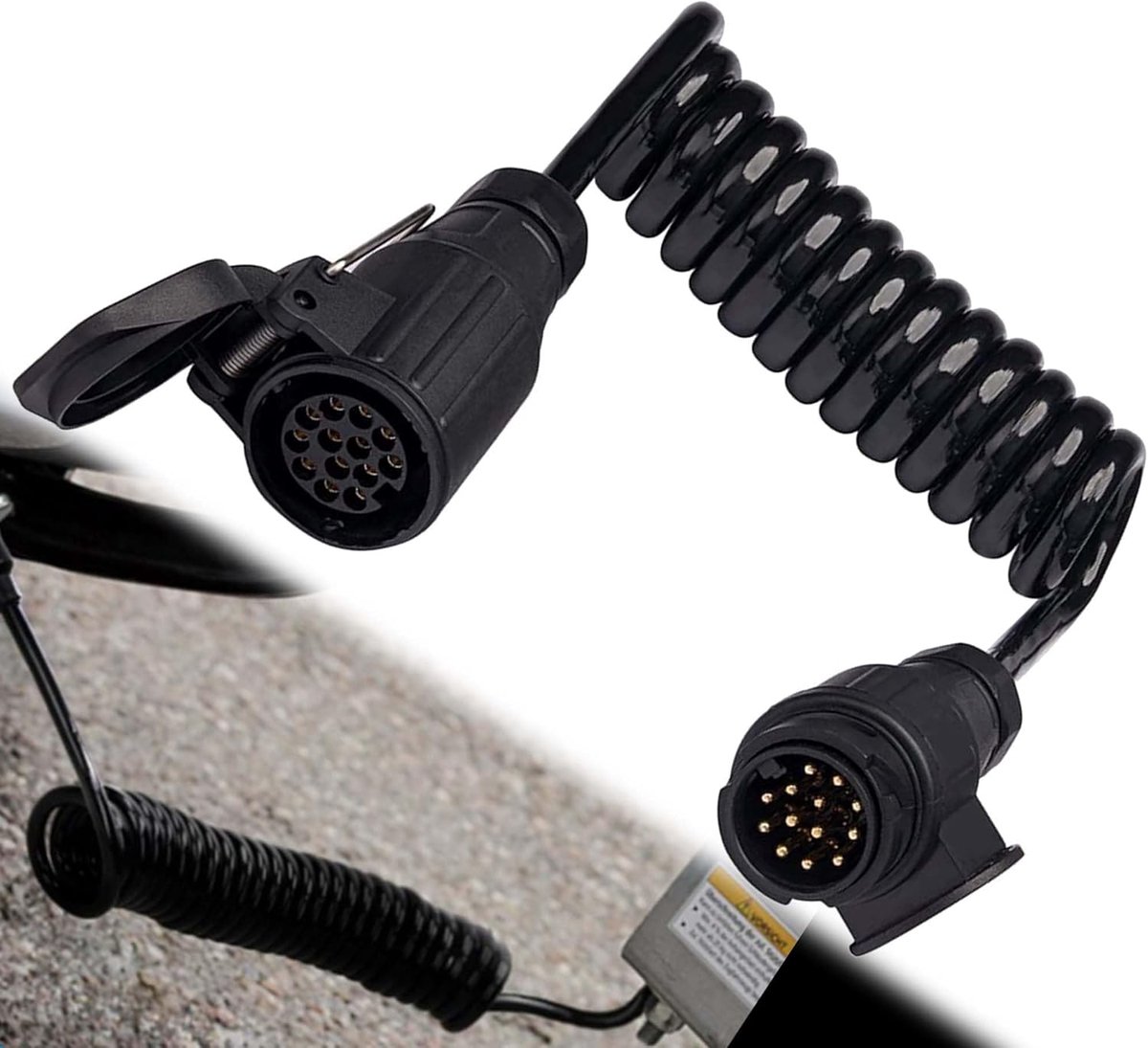 13-polige aanhanger verlengkabel 2m - spiraalkabel - waterproof - betrouwbare verbinding voor verlichting - ShopVlot