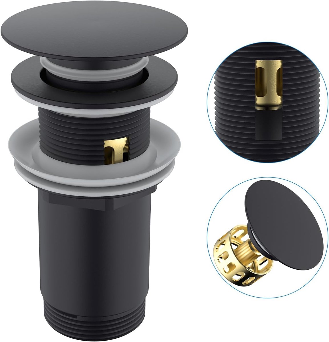 Afvoer Set met/zonder Overloop - Pop-Up Afvoerklep voor Wastafel - Universeel 1 1/4 Inch - ShopVlot