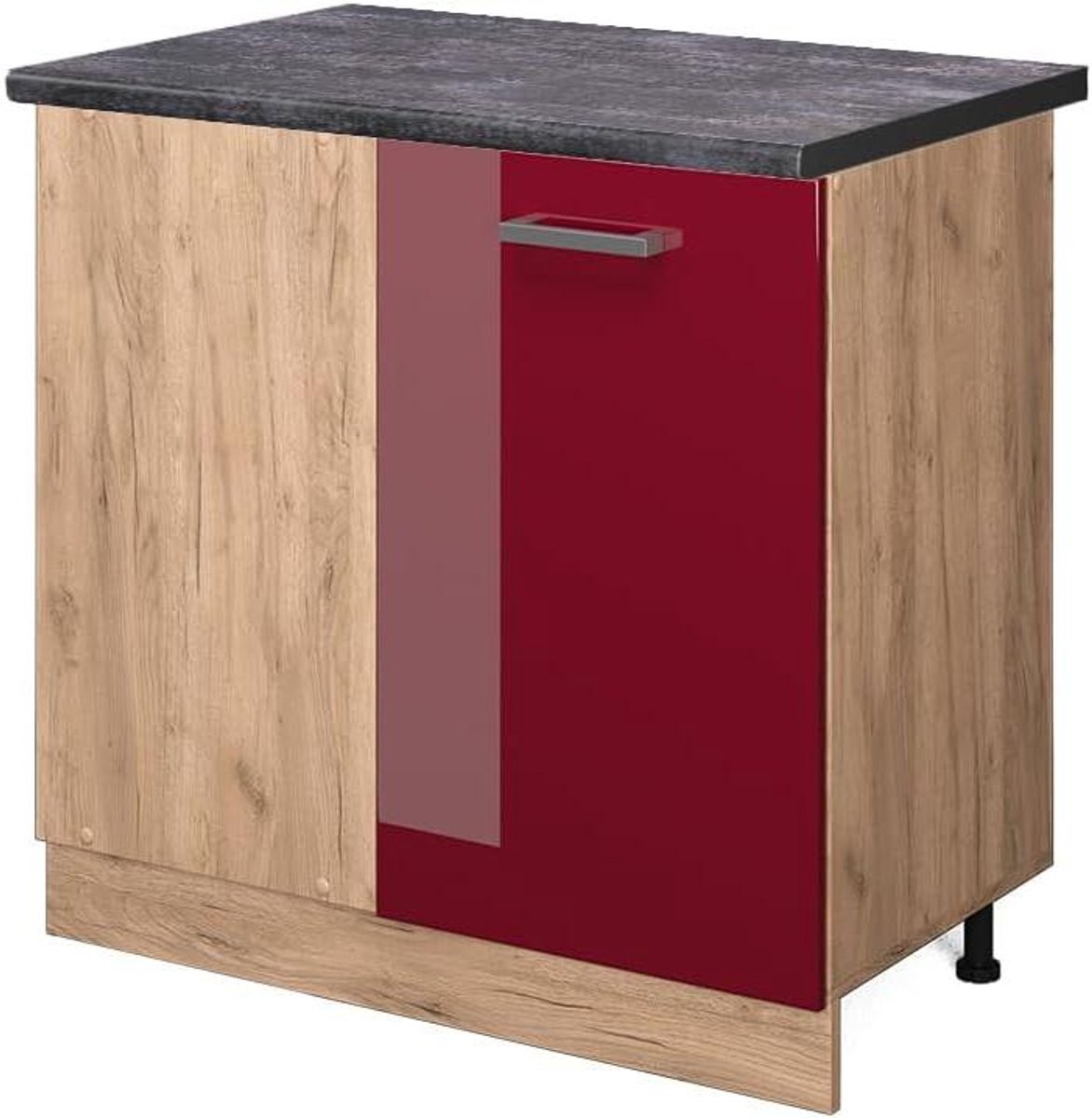 Hoekkast Keuken - Keukenkast Hoekunit - Keuken Indelen - Optimaal Gebruik Ruimte - 86x86 cm - Rood Hoogglans