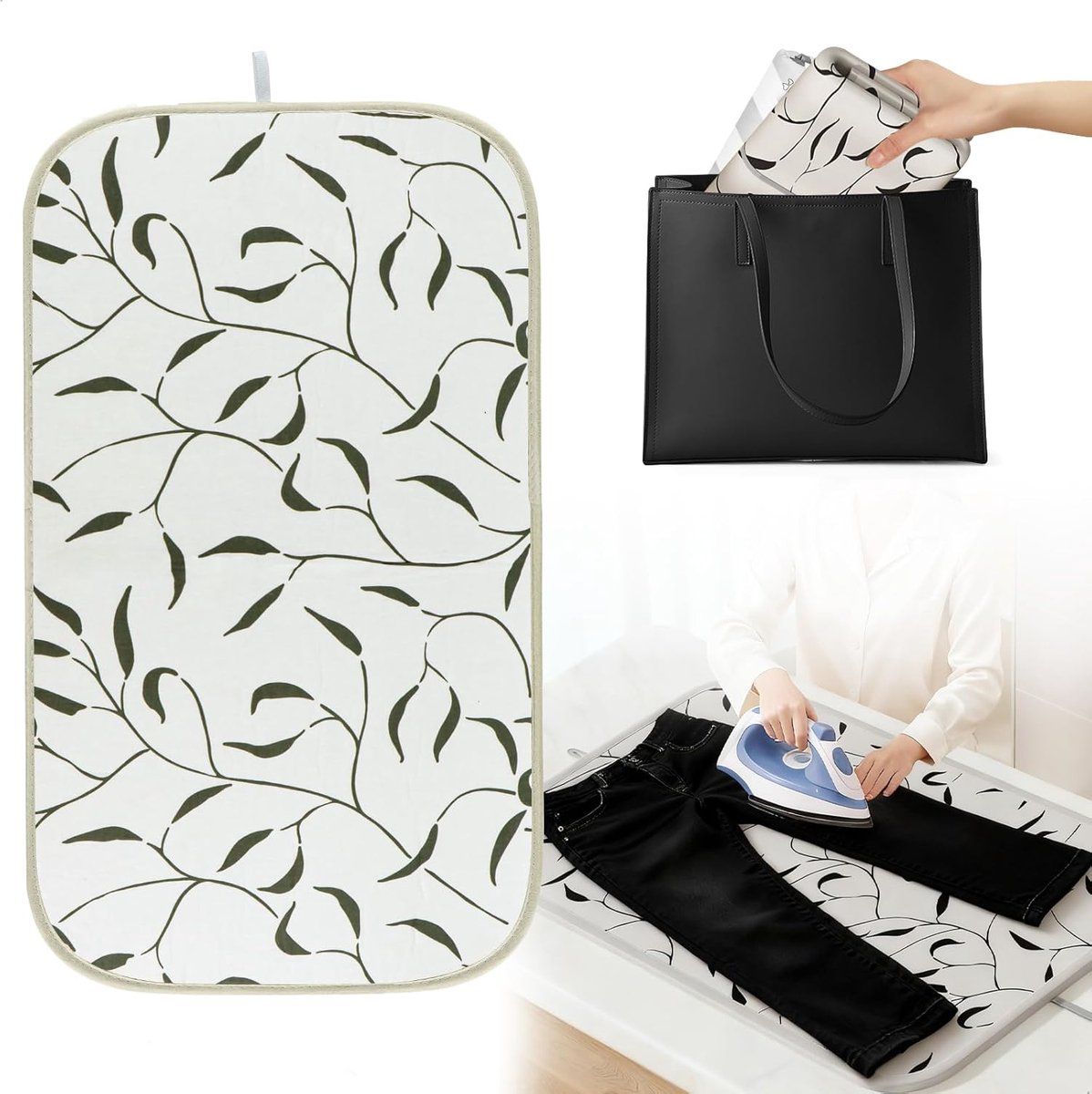 Strijkmat 70 x 40 cm - Vouwbare strijkmat met bladpatroon - Antislip voor reizen - Sneller en zachter strijken - ShopVlot
