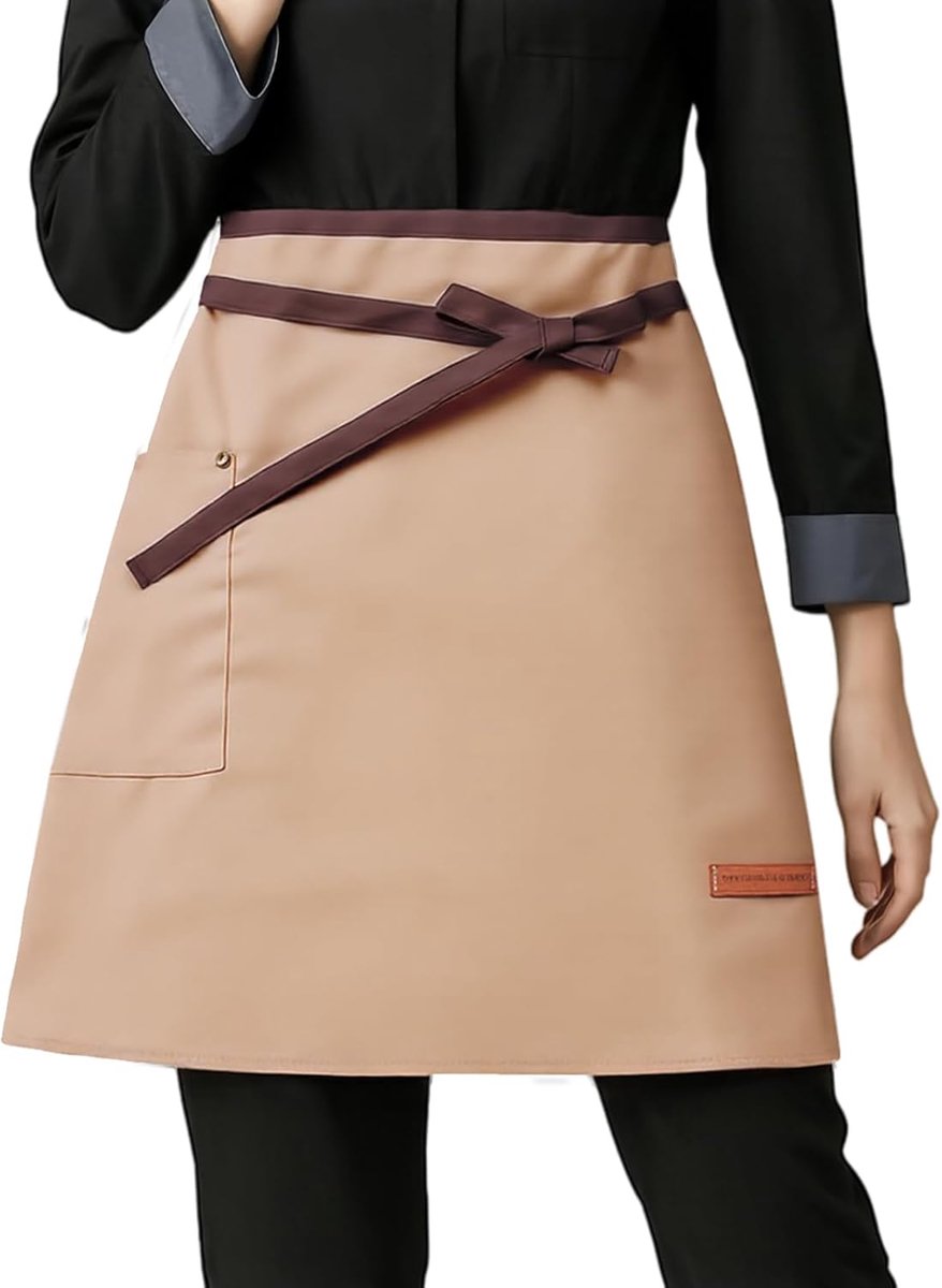 Korte Keuken Schort Met Pocket - Unisex - Stevige Katoen - Ideaal Voor Cafés En Restaurants - ShopVlot