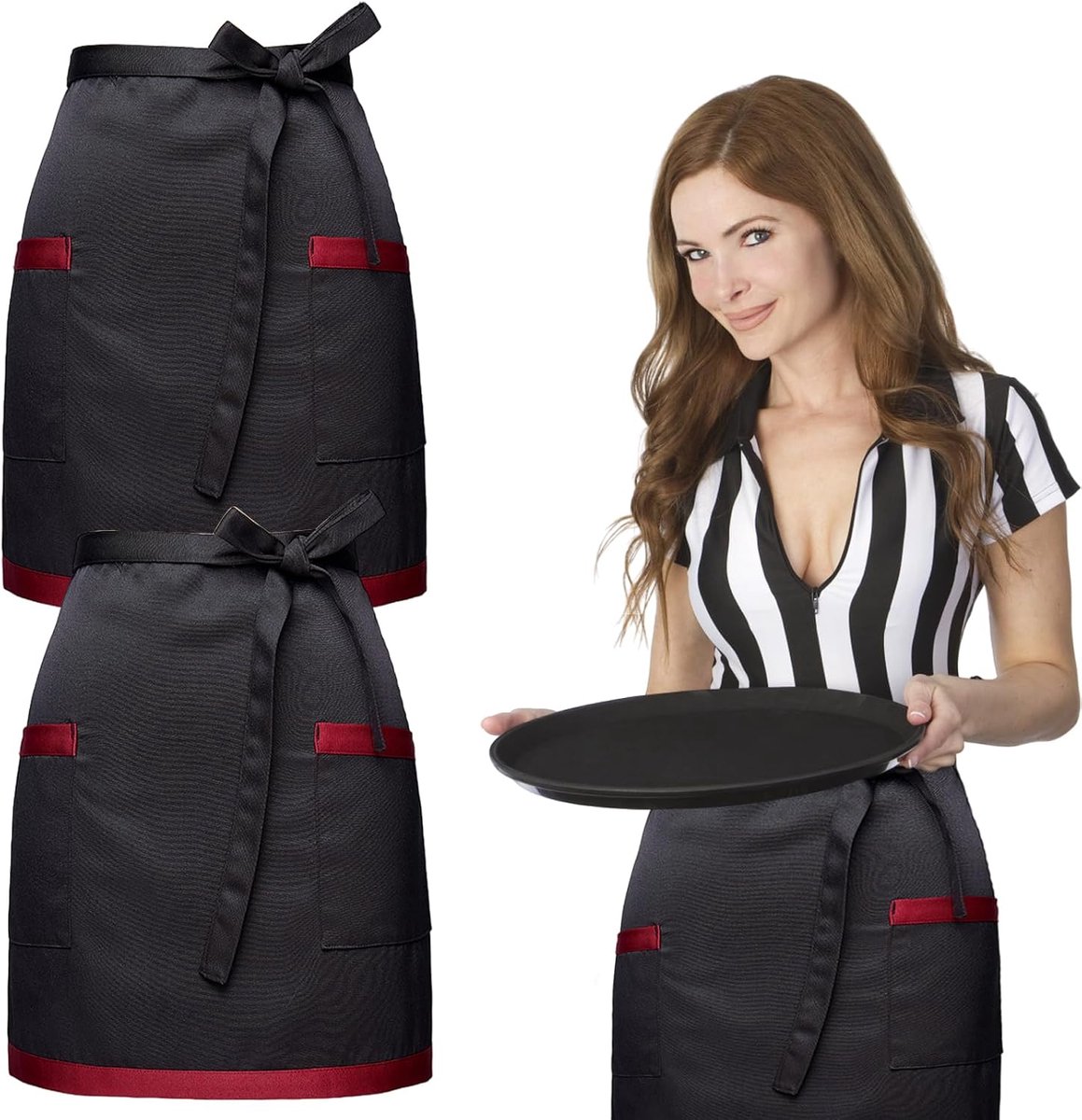 Halfschort 2 Pack met 2 Zakjes - 44 x 69 cm - Korte Schorten voor Mannen en Vrouwen - Ideaal voor Horeca en Thuis - ShopVlot