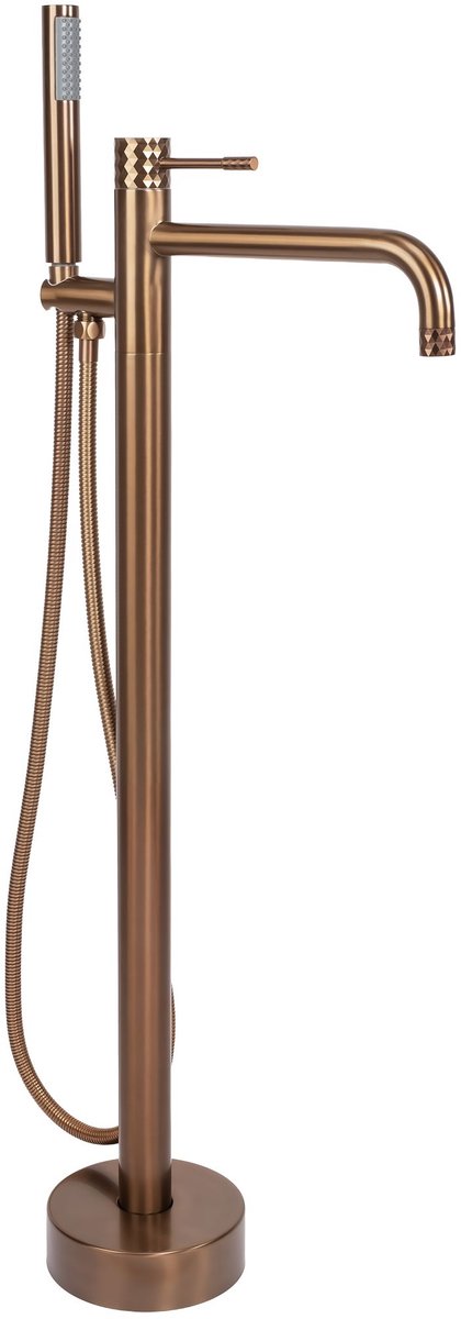 Rea - Vloeren Badmengkraan Lungo Diamond Brush Copper - 23,5 x 16 x 88 cm