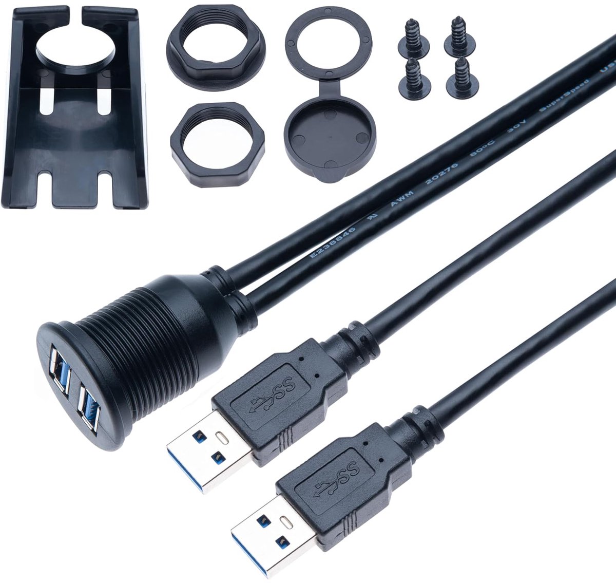 USB 3.0 verlengkabel 1 meter - dubbele poort - snel opladen - eenvoudig te installeren - ShopVlot