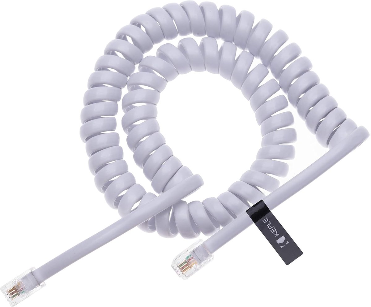 Telefoon kabel gekruld 2 meter - wit - sterk en duurzaam - eenvoudig te installeren - ShopVlot