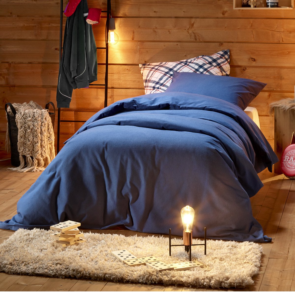 De Witte Lietaer Dekbedovertrek Laura Blue Indigo - Eenpersoons - 140 x 200/220 cm - Katoen Flanel Blauw
