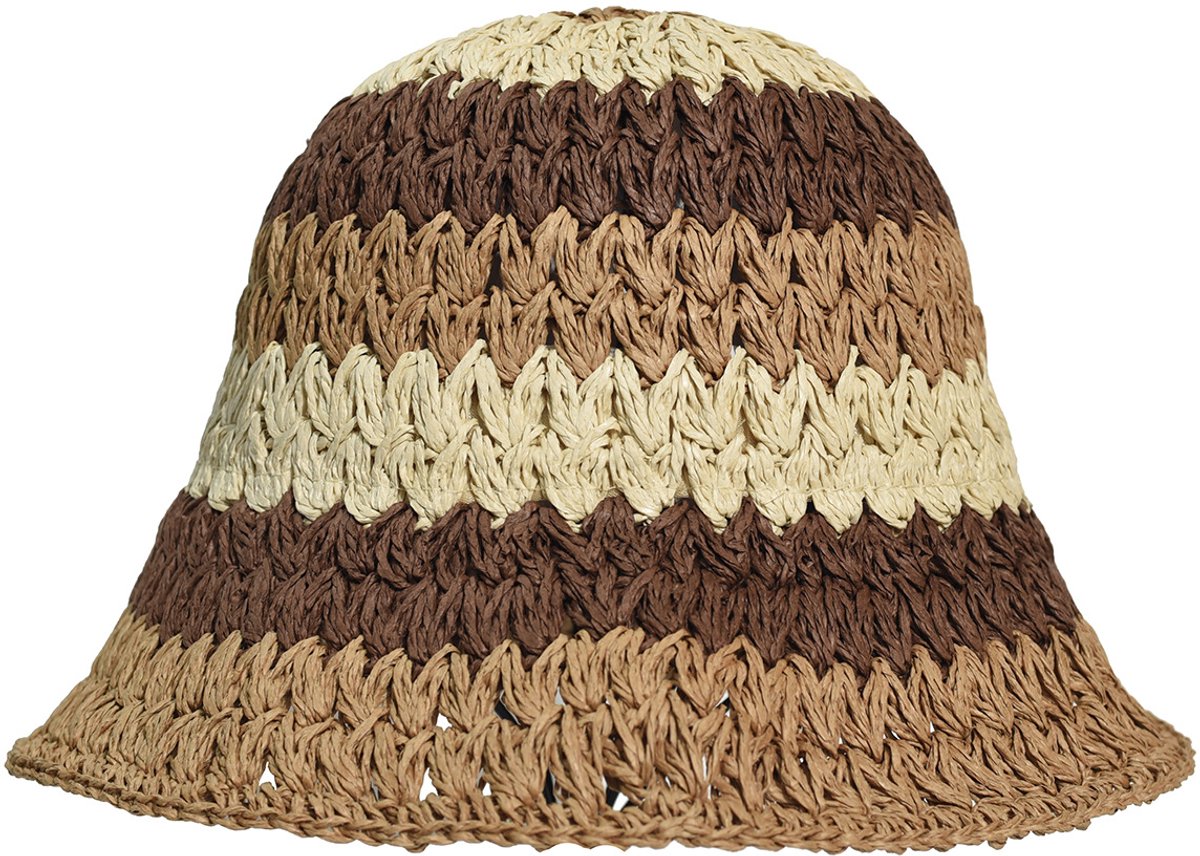 Strohoed - Zonneklep - Zonnehoed voor Vrouwen - Opvouwbare Strohoed met Brede Rand - Reisbaar Zomer Fedora Hoed - voor Strand en Vakantie - Bruin