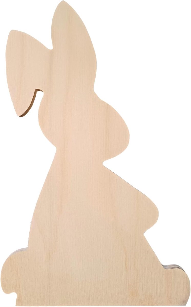 Houten decoratie haas - Paasdecoratie - Natuurlijk hout - Perfect voor DIY-projecten - m-winkel