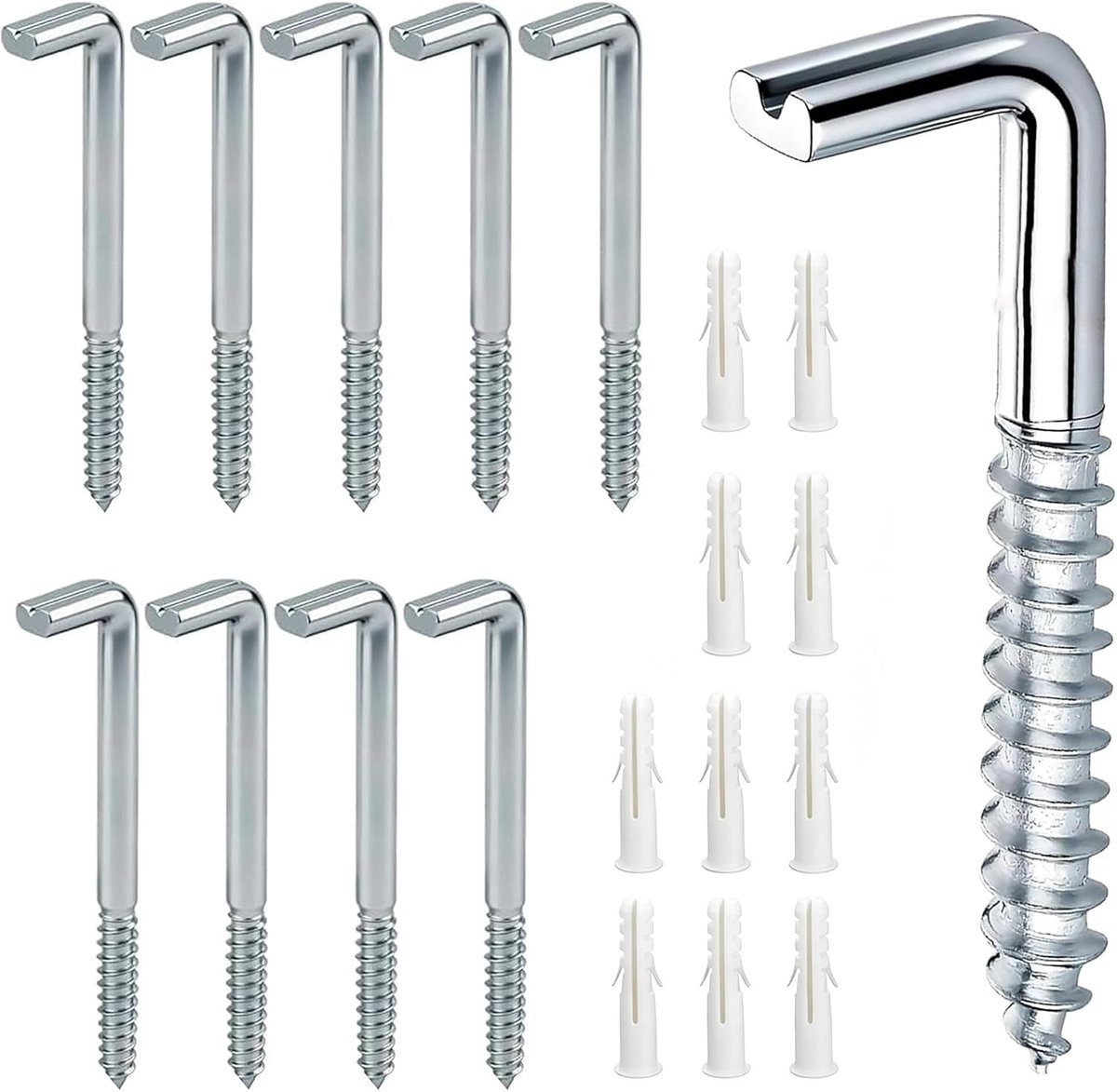 Schroefhaken M6-80 mm - Gegalvaniseerd - Met expansiepijp - Geschikt voor hout en beton - ShopVlot