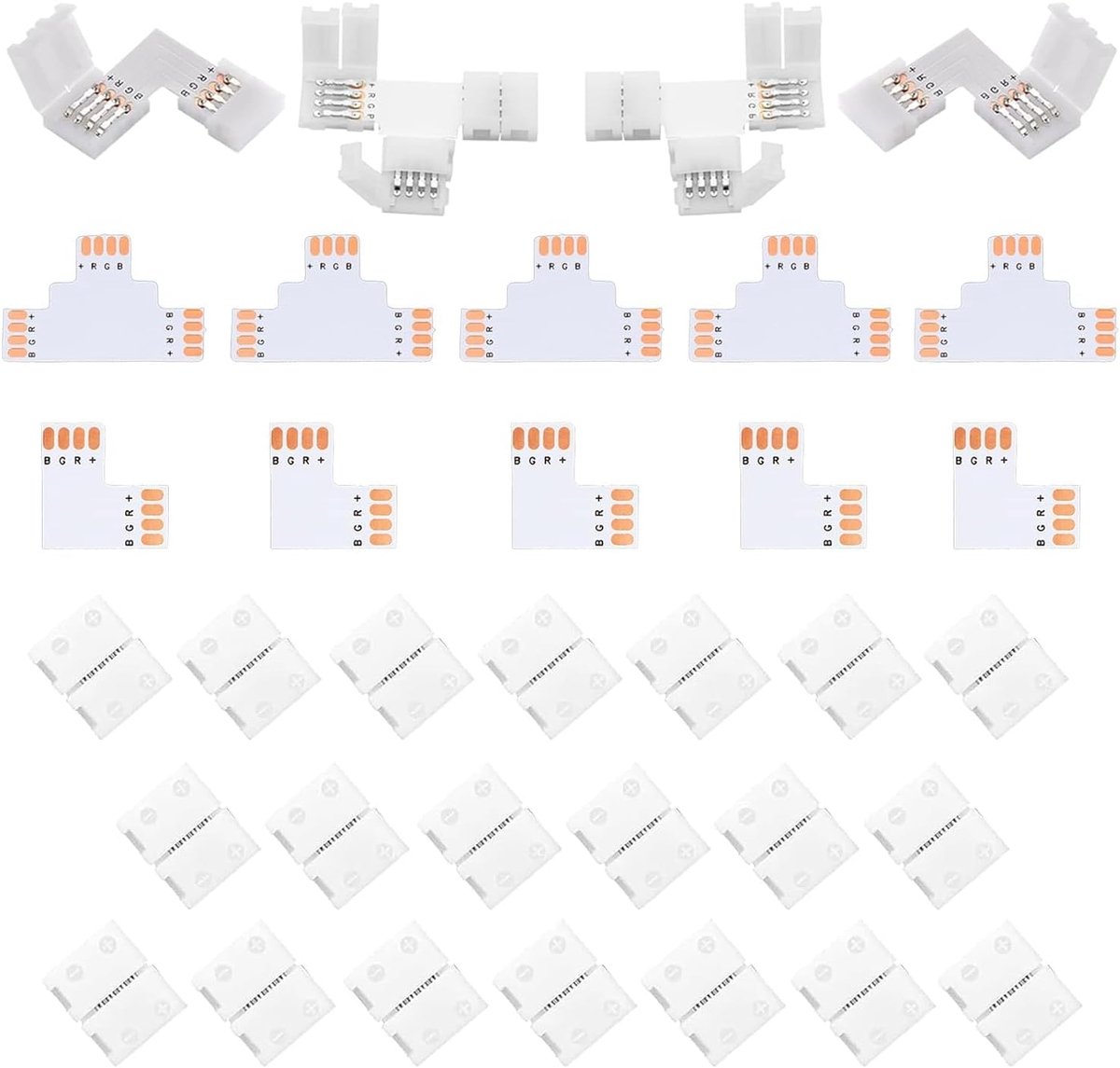 LED strip connector 4-polig - soldeervrije LED adapter - L-vorm en T-vorm - eenvoudig aansluiten van LED strips - ShopVlot