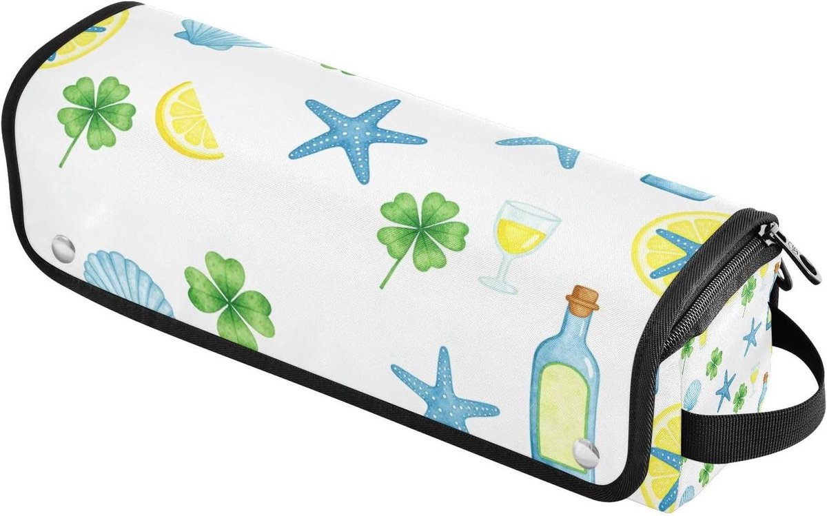 Haartool Reistas - Stylingtool Organizer - Reizen en Thuisgebruik - Hittebestendige Mat - 37 cm - Zeesterren Citroen