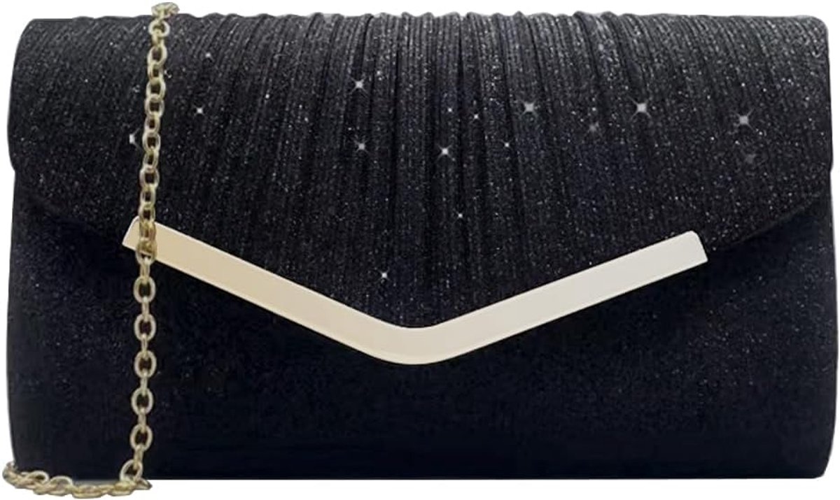 Clutch elegante glitter avondtas - klassieke mode clutch - afneembare ketting - perfect voor evenementen - ShopVlot