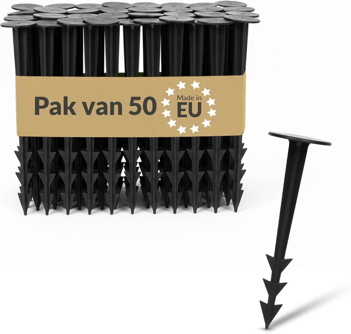 Plastic grondankers 50 stuks - UV-stabiel - ribbelconstructie - ideaal voor onkruiddoek - SnelShoppen