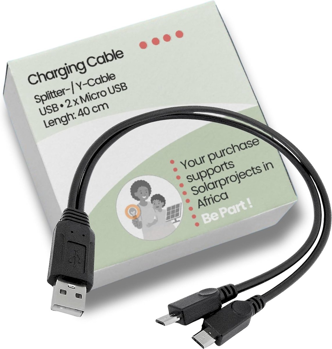 Micro USB Oplaadkabel Hub Y Splitter 1 naar 2 - 40cm Lang - Laad 2 Apparaten Gelijktijdig Op - SnelShoppen