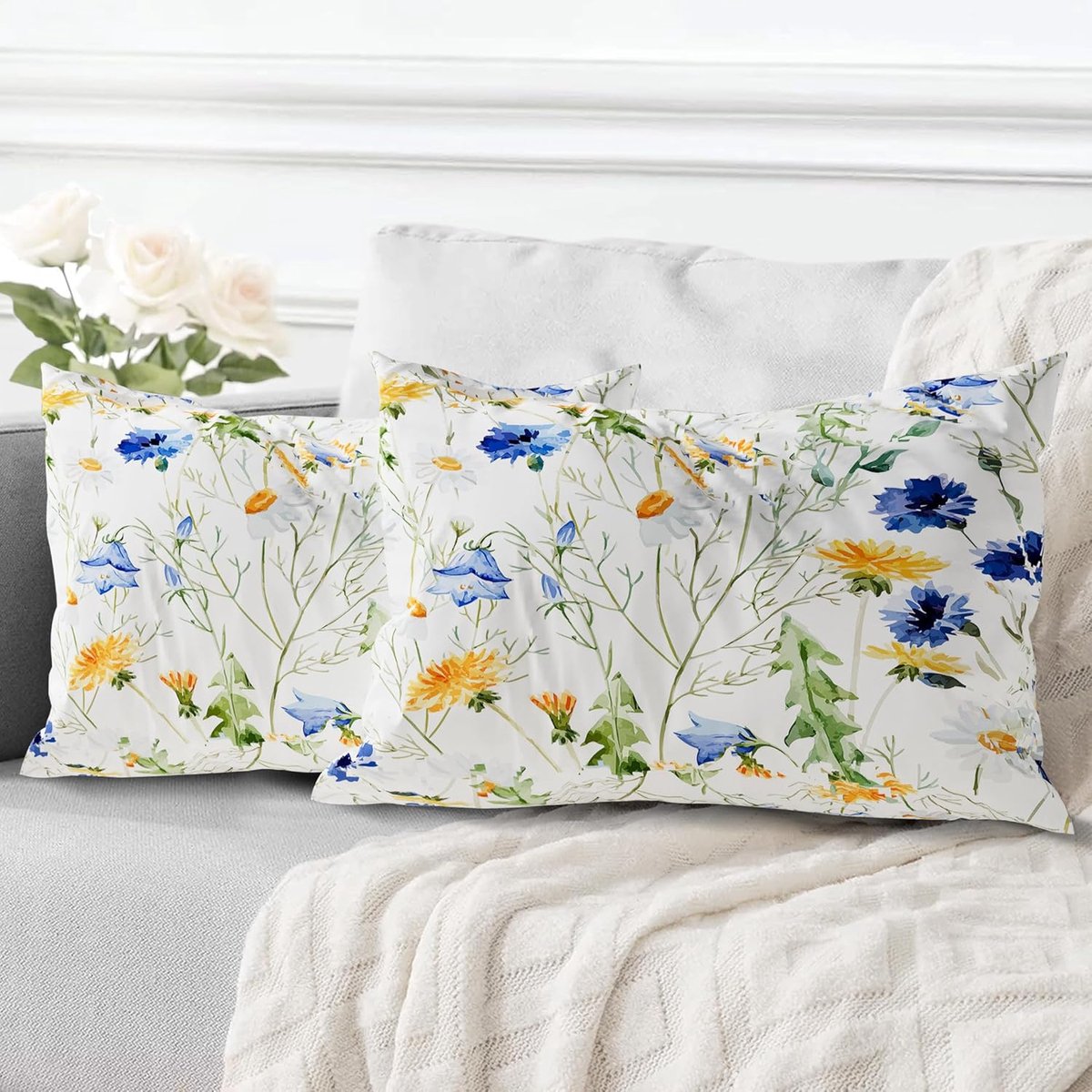 Sierkussens 40 x 60 cm - Bloemenpatroon - Dubbelzijdig ontwerp - Perfect voor woonkamer - SnelShoppen