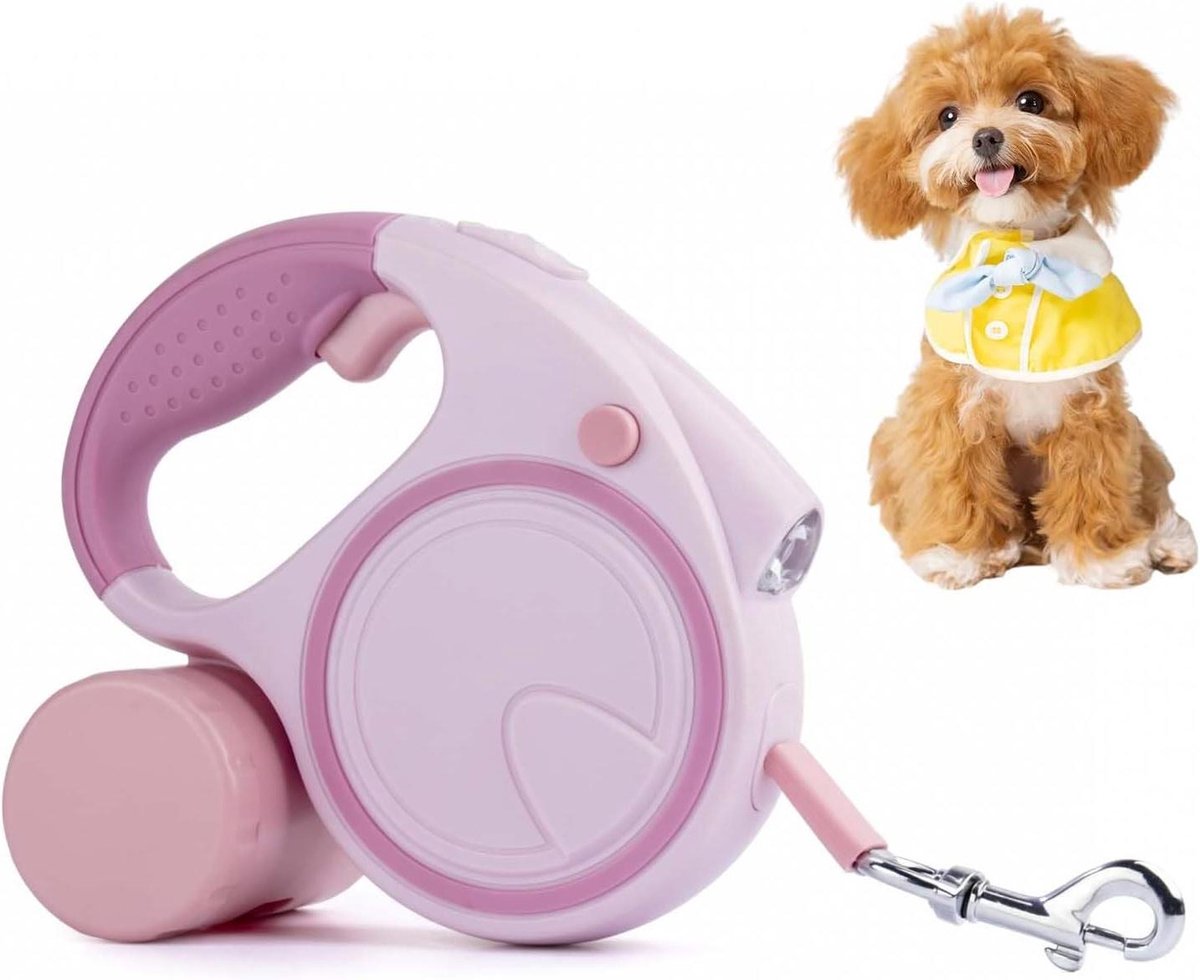 Intrekbare Hondenriem - Rollijn Hond - Veilige Wandelingen - 360° Anti-Knoop - 8 meter - Roze