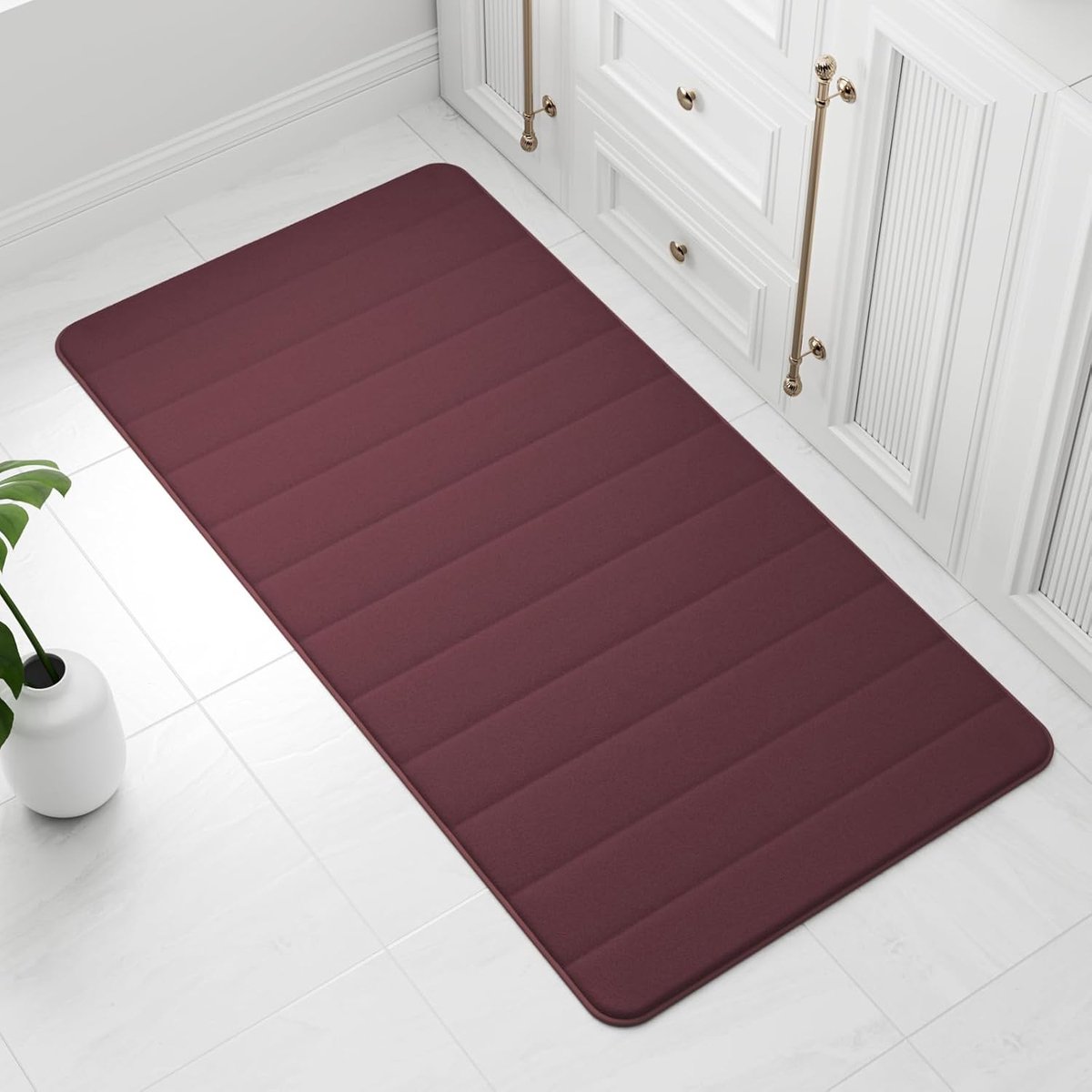 Badmat 60 x 120 cm - wijnrood - ultra zacht - super absorberend - SnelShoppen