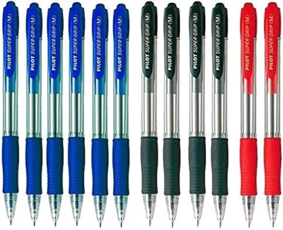 Balpen set 12 stuks - 6 blauwe, 4 zwarte, 2 rode - soepel schrijfgemak - ideaal voor dagelijks gebruik - SnelShoppen