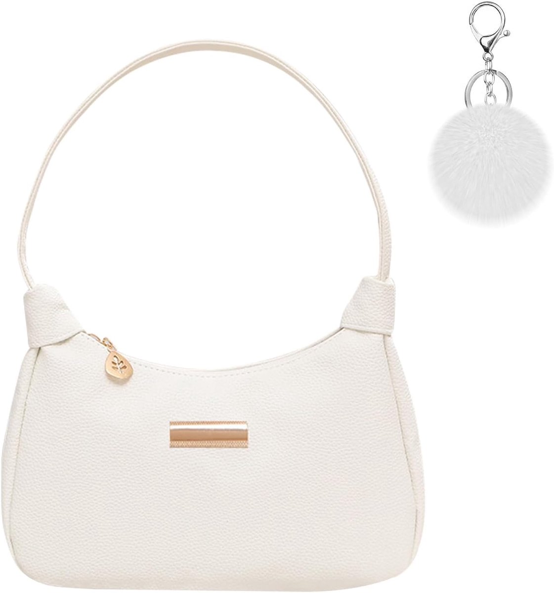 Schoudertas dames - nylon Y2K tas - mini-handtas met pompon sleutelhanger - perfect voor uitgaan - SnelShoppen