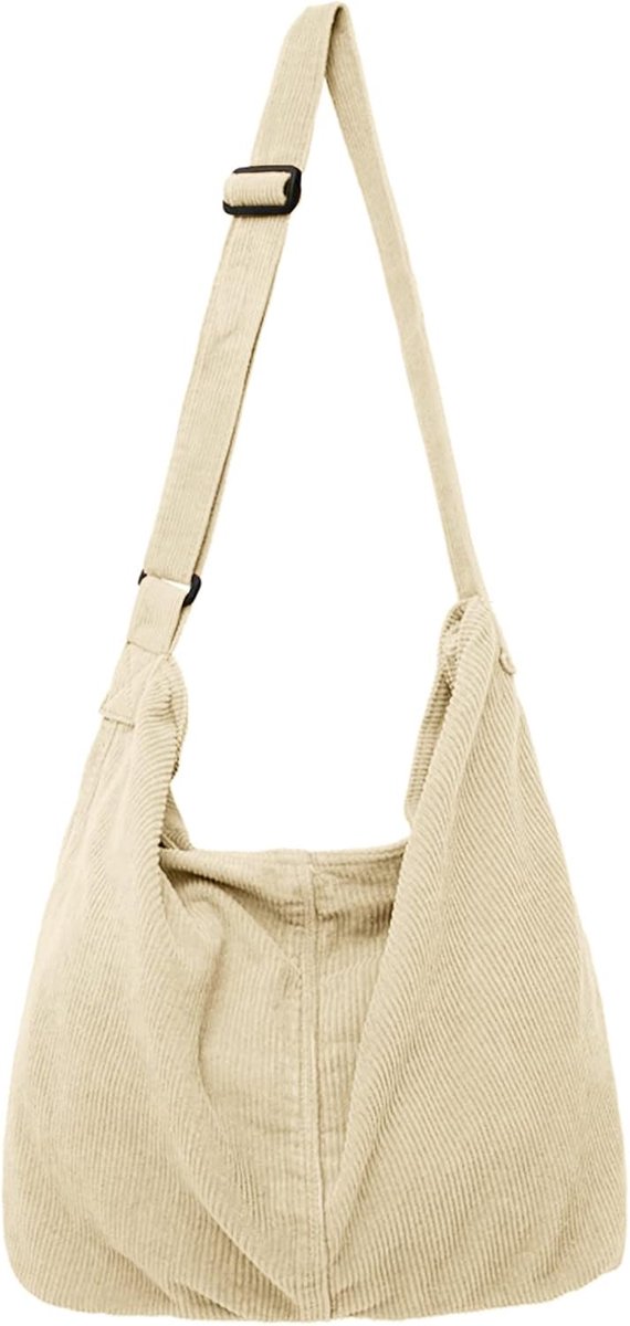 Schoudertas groot - corduroy - unisex - ideaal voor dagelijks gebruik - SnelShoppen