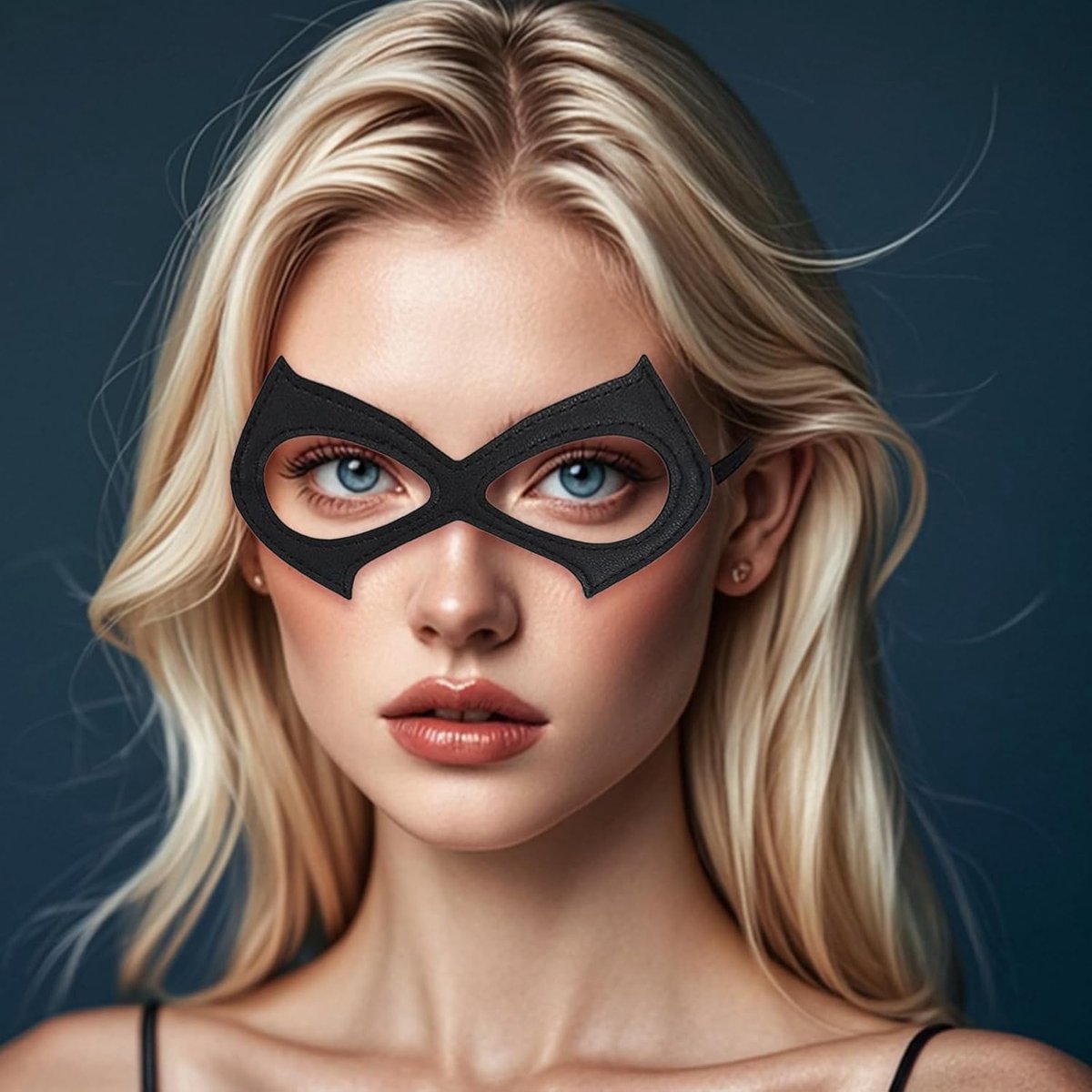 Catwoman masker zwart - half gezicht leer - ideaal voor carnaval en Halloween - SnelShoppen