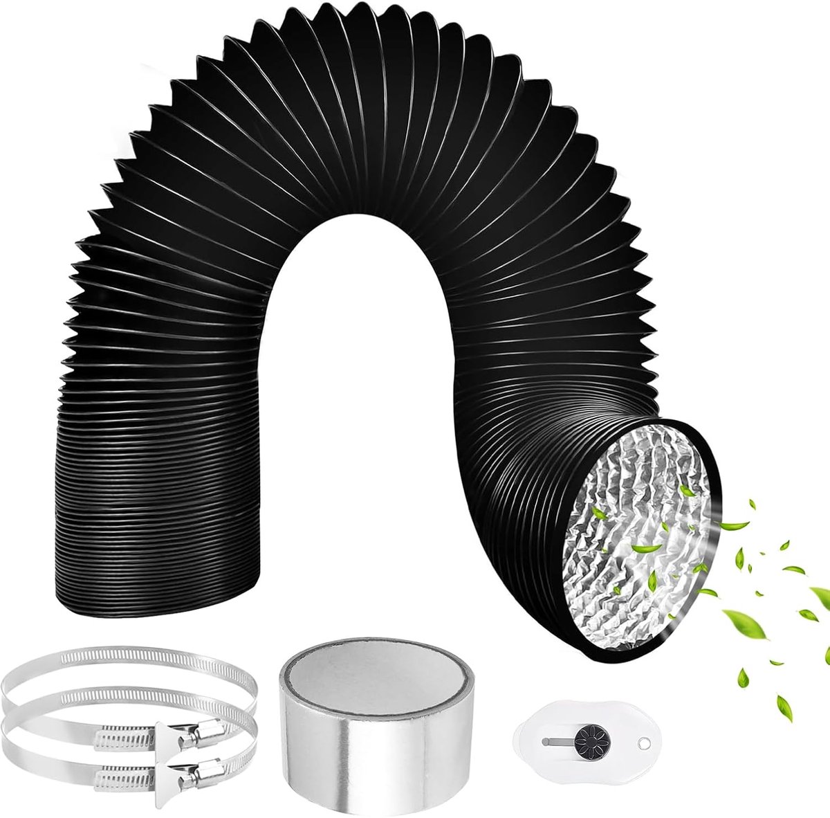 Drainbuis 100mm 3m - Flexibele Aluminium Buizen - Inclusief 2 RVS Slangklemmen - SnelShoppen
