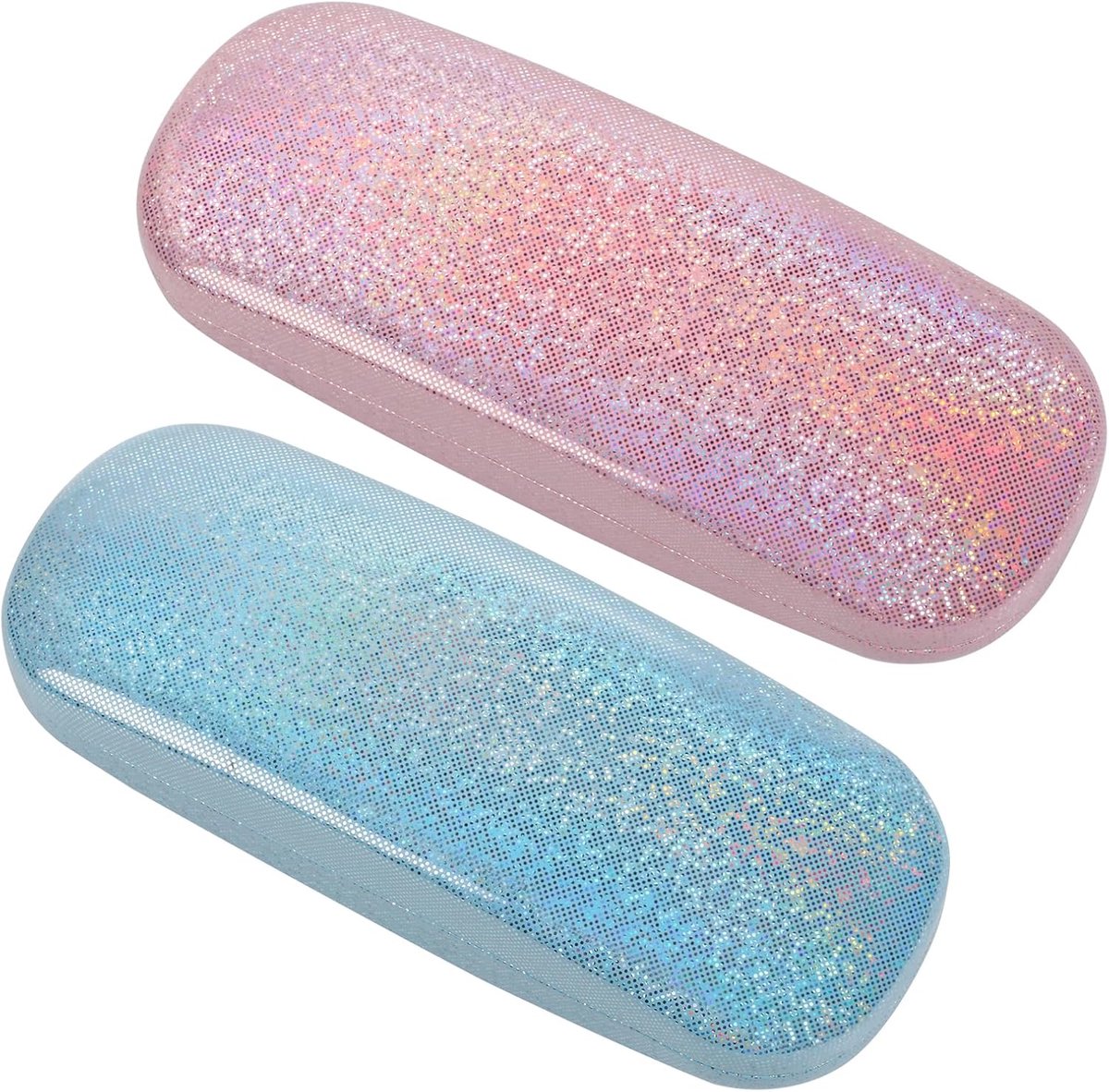 Bril etui 2 stuks - PU leer hard shell - glinsterend - inclusief schoonmaakdoekje - SnelShoppen