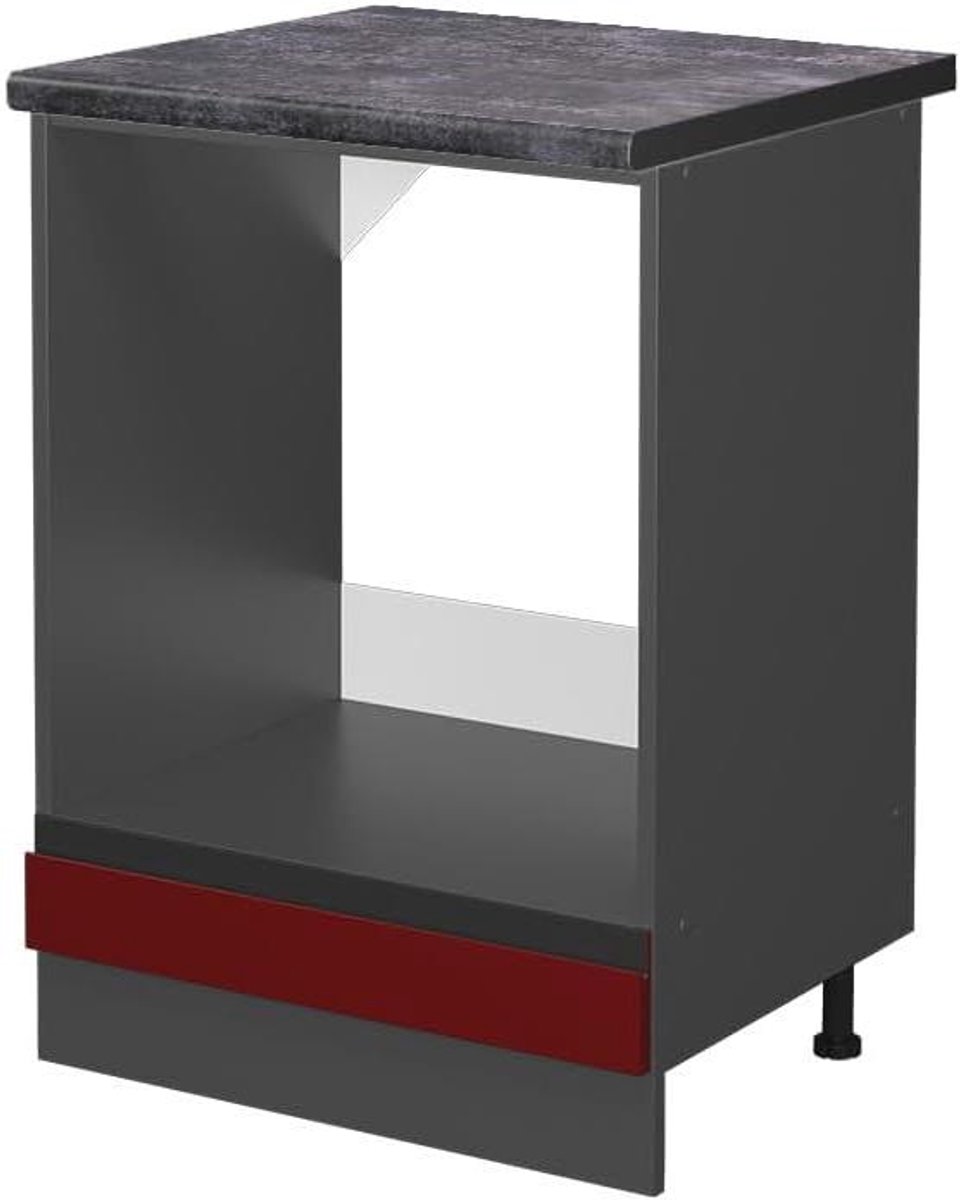 Ovenombouwkast - Inbouwkast Keuken - Keuken Organiseren - Greeploos J-Shape Design - 60 cm - Rood Antraciet