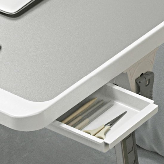 Inklapbare Laptoptafel - Bedtafel Vloertafel - Comfortabel Werken - Hoogte en Hoek Verstelbaar - 56 x 32 cm - Zilvergrijs — afbeelding 4