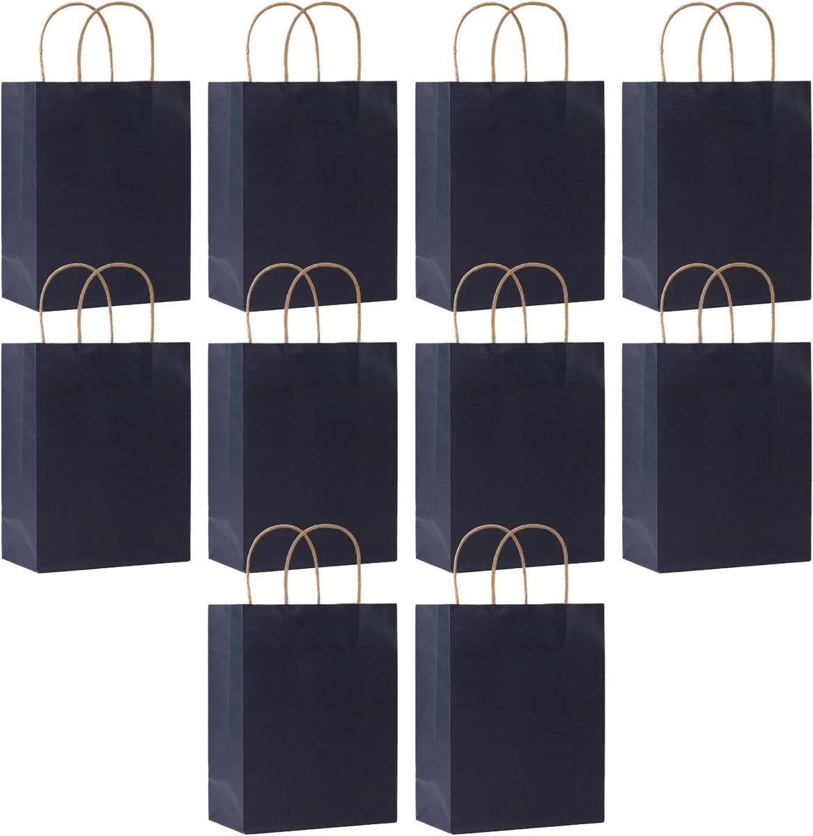 Papieren zakken 15 x 8 x 21 cm - donkerblauw - met handgrepen - voor feestjes - SnelShoppen