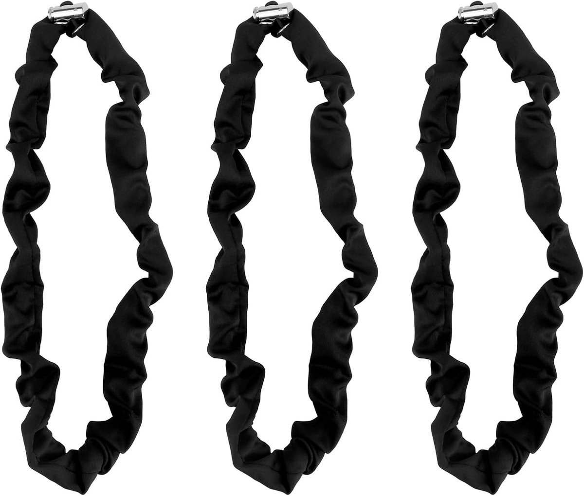 Haarbanden 3pcs Verstelbaar - Zijden Scrunchies - Zwart - Voor Dikke Krullende Ponytails - SnelShoppen
