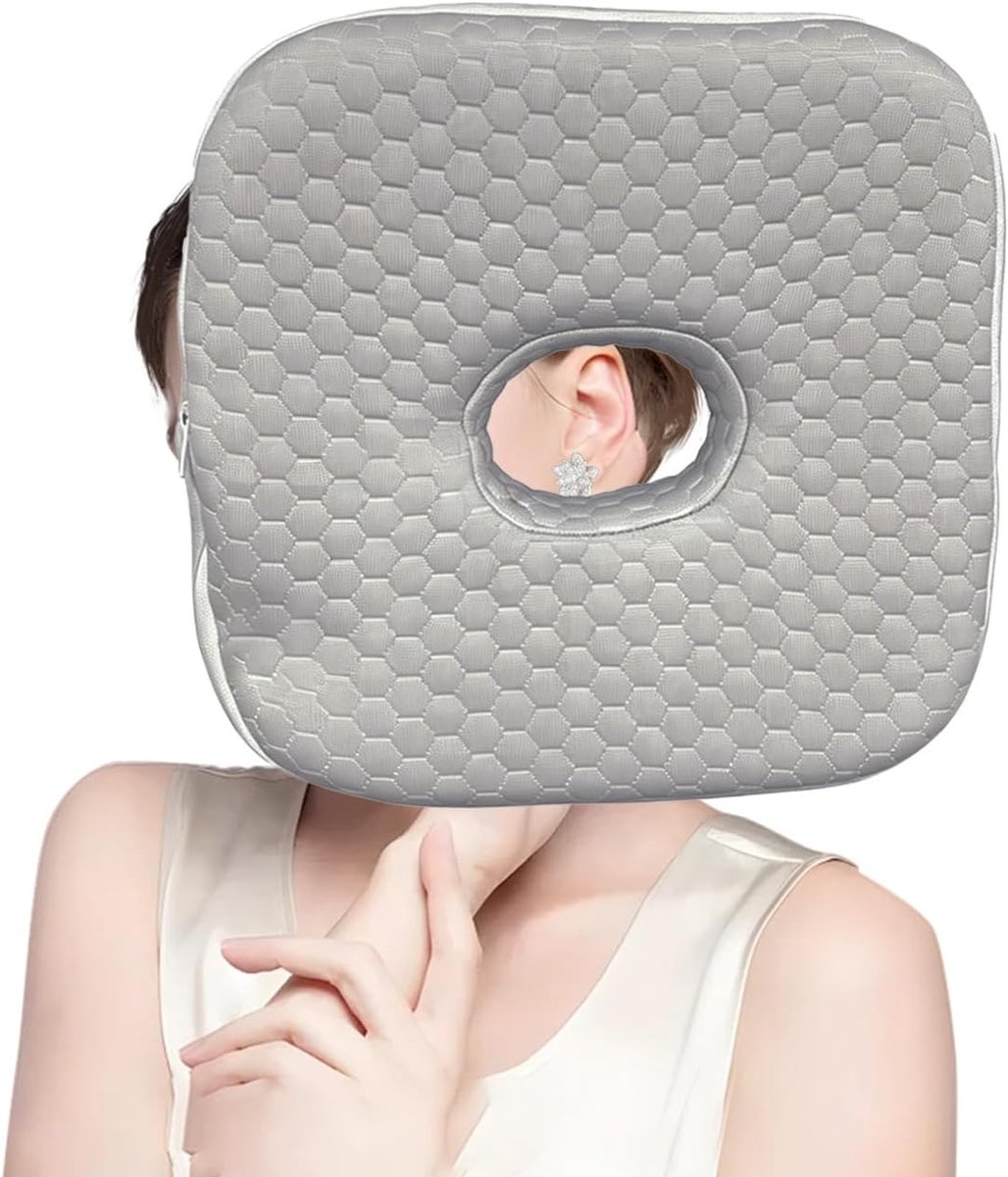 Piercingkussen met gat voor het oor - orthopedisch zijslaapkussen - drukontlasting voor helix-oorpiercing - SnelShoppen