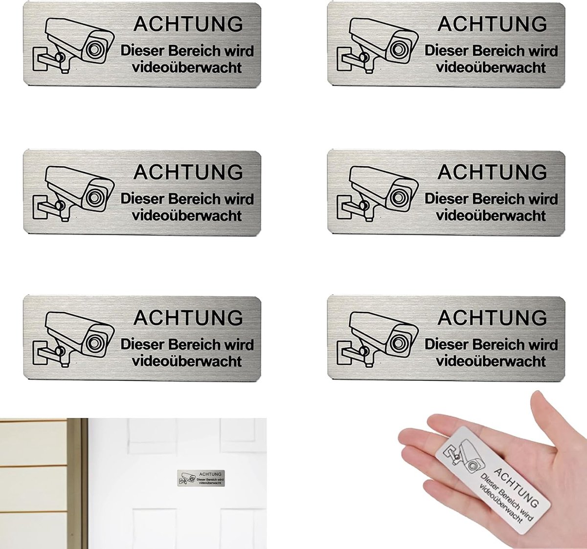 Waarschuwingsbord Video Surveillance - 6 Stuks Zelfklevend - Aluminium - Geschikt voor Deuren en Muren - SnelShoppen