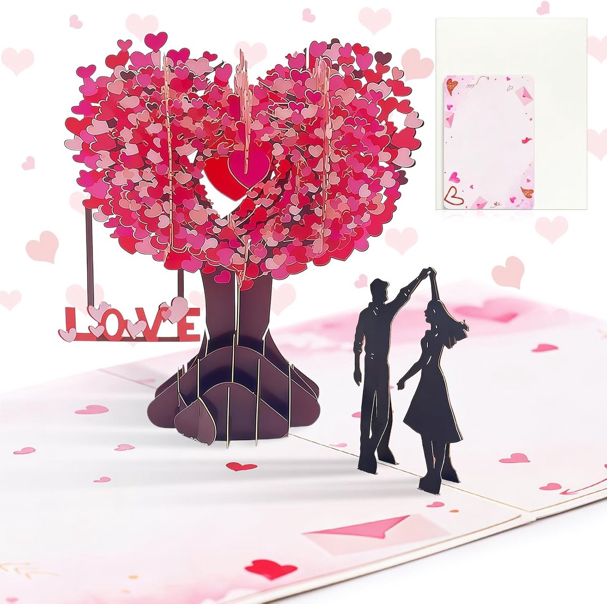 3D-pop-up kaart liefdesboom 22 x 18 cm - 3 stuks - kleurrijk ontwerp - perfect voor speciale gelegenheden - SnelShoppen